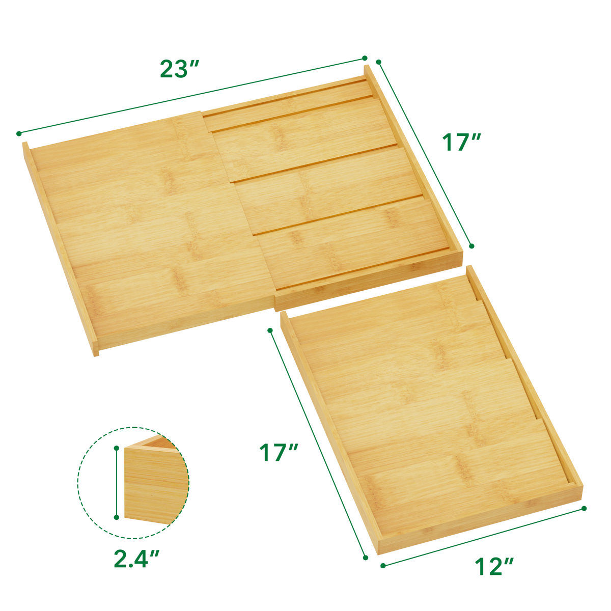 Bamboo Expandable Spice Drawer Organizer, 4-Tier Spice Rack Insert, Kitchen Seasoning Storage Tray (Jars Not Included)